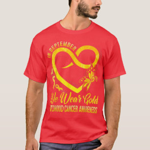 T-shirt En Septembre Nous Portons Or Ruban Or Enfance