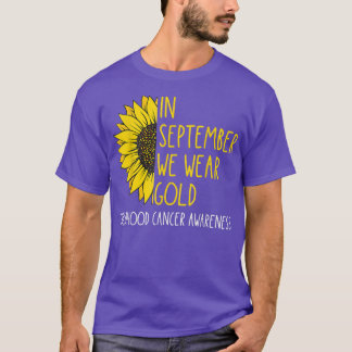 T-shirt En Septembre Porter Gold Sunflower Cancer de l'enf