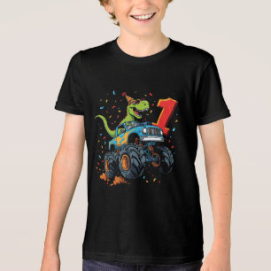T-shirt En Tri-matière 1er anniversaire Dinosaur Monster Truck Tee pour e
