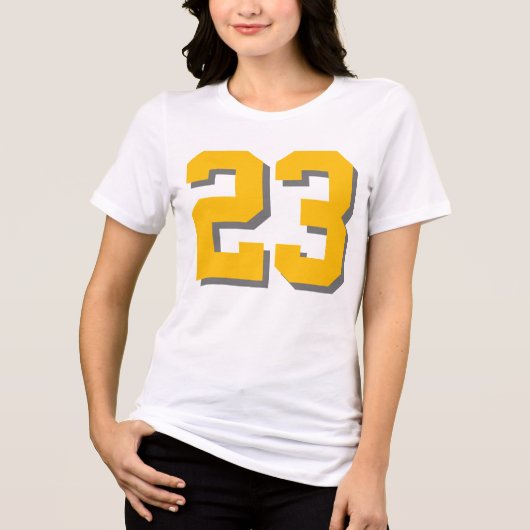 T-shirt En Tri-matière 23 Chemise Personnalisée, Tee Tri-Blend Numéroté (Recto)