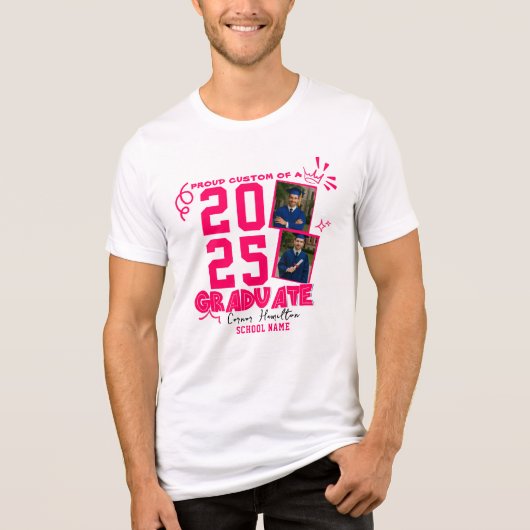 T-shirt En Tri-matière 2 Photo Famille Fière Diplôme Personnalisé (Recto)