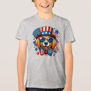 T-shirt En Tri-matière 4 juillet USA chien patriotique Jour de l'Indépend