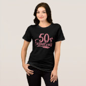 T-shirt En Tri-matière 50 & Fabuleux Parties scintillant rose 50e Anniver (Recto plein)