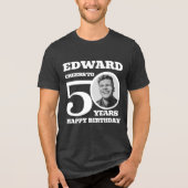 T-shirt En Tri-matière 50e anniversaire doublé face photo nom blanc (Recto)