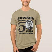 T-shirt En Tri-matière 50e anniversaire photo et nom mono ton noir (Recto)