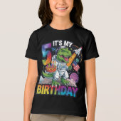 T-shirt En Tri-matière 5e anniversaire Dinosaure Astronaut T-Rex Space Ki (Recto)