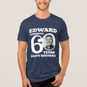 T-shirt En Tri-matière 60e anniversaire doublé face photo nom blanc (Recto)