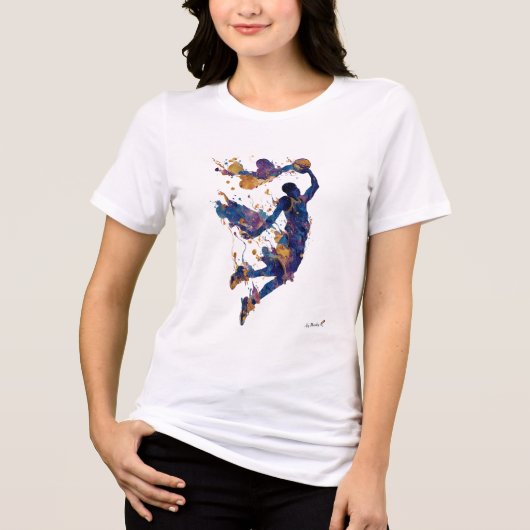 T-shirt En Tri-matière Abstract Basketball Player Dunk | Fluid Ink Art (Recto)