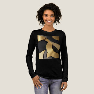 T-shirt En Tri-matière Abstrait géométrique de chevauchement doré et noir