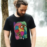 T-shirt En Tri-matière Abstrait Visage coloré Artsy amusant Whimsical mod<br><div class="desc">Ce design lumineux et coloré a été créé avec mon art abstrait pastel à la craie avec un design de cubisme lunatique avec de grands yeux et des lèvres rouges dans un design coloré artistique rose, vert, bleu, jaune, violet moderne avec une touche audacieuse et artistique de rayures noires et...</div>