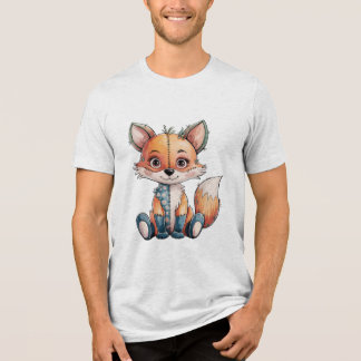 T-shirt En Tri-matière Adorable aquarelle Floral Patchwork Fox