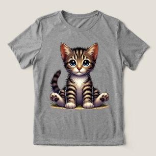 T-shirt En Tri-matière Adorable Tabby Kitten Aux Yeux Bleus