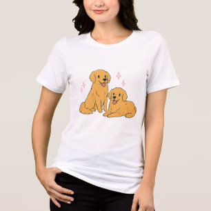 T-shirt En Tri-matière Adorables Sœurs Chiots Retriever Doré Amoureux de