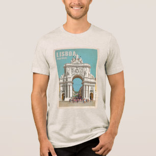 T-shirt En Tri-matière Affiche de voyage vintage. Arc de rue de Lisbonne,
