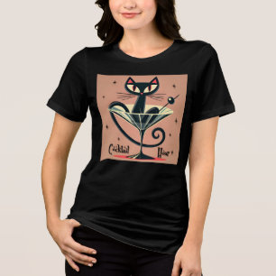T-shirt En Tri-matière Âge atomique Futuriste de l'espace Noir Cat Martin