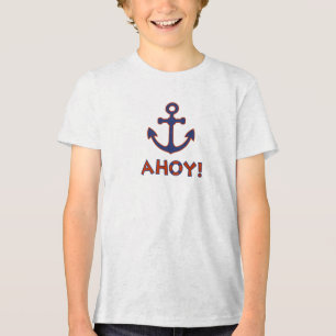 T-shirt En Tri-matière AHOY ! Bouée + Design Ancre Rouge+Bleu