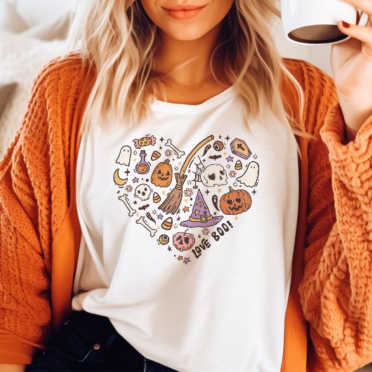 T-shirt En Tri-matière Aimez Boo ! Coeur d'Halloween rétro