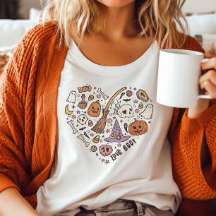 T-shirt En Tri-matière Aimez Boo ! Coeur d'Halloween rétro