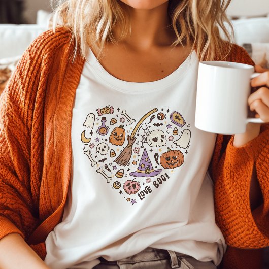 T-shirt En Tri-matière Aimez Boo ! Coeur d'Halloween rétro