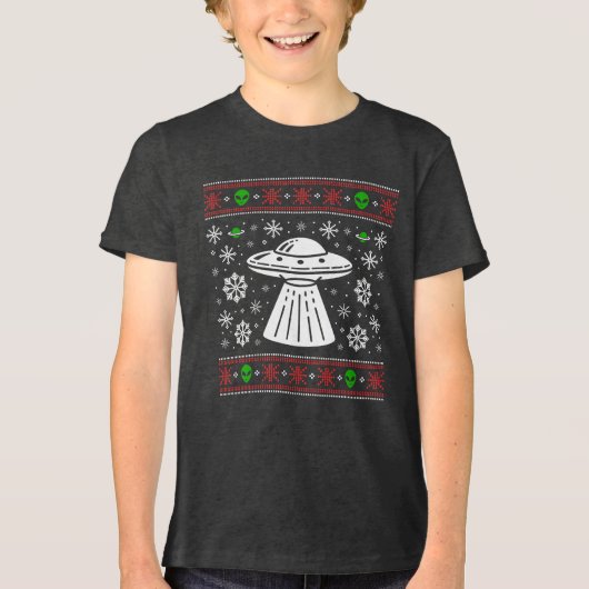 T-SHIRT EN TRI-MATIÈRE ALIEN UFO UGLY XMAS SWEATER CHRISTMAS (Recto)