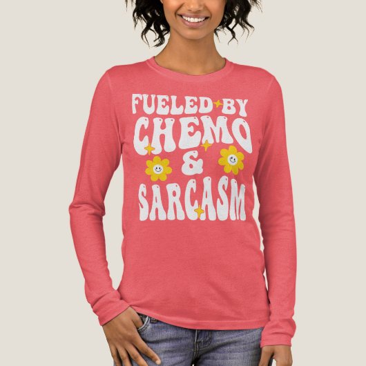 T-shirt En Tri-matière Alimenté par Chemo et Sarcasm drôle Chimiothérapie (Recto)