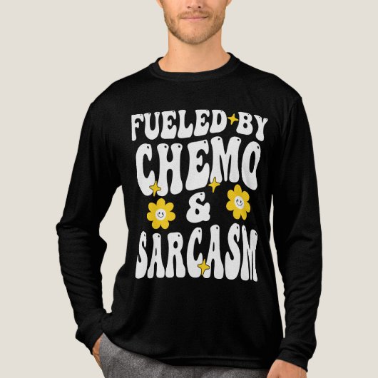 T-shirt En Tri-matière Alimenté par Chemo et Sarcasm drôle Chimiothérapie (Recto)
