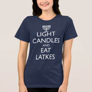 T-SHIRT EN TRI-MATIÈRE ALLUMER DES BOUGIES ET MANGER DES LATKES