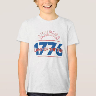 T-SHIRT EN TRI-MATIÈRE AMÉRIQUE 1776 TERRE DE LIBERTÉ