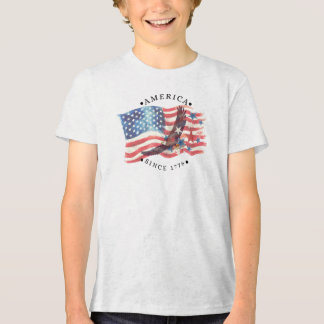 T-shirt En Tri-matière Amérique depuis 1776 Aquarelle Drapeau/Aigle/Étoil