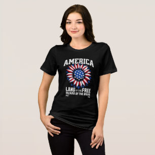 T-shirt En Tri-matière Amérique Terre de la Liberté Tournesol Patriotique