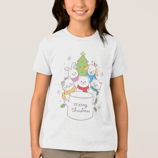 T-shirt En Tri-matière Amis des animaux de Noël mignons | Fêtes de Noël (Recto)