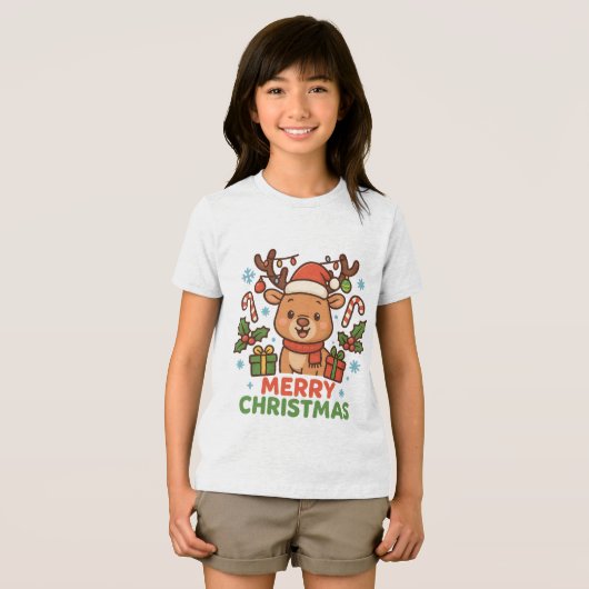 T-shirt En Tri-matière AMITA - Merry Christmas Reindeer (Recto plein)