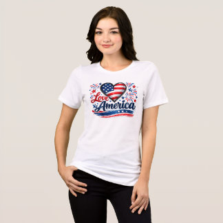 T-shirt En Tri-matière Amour de l'Amérique Cœur Patriotique Fierté USA Ro