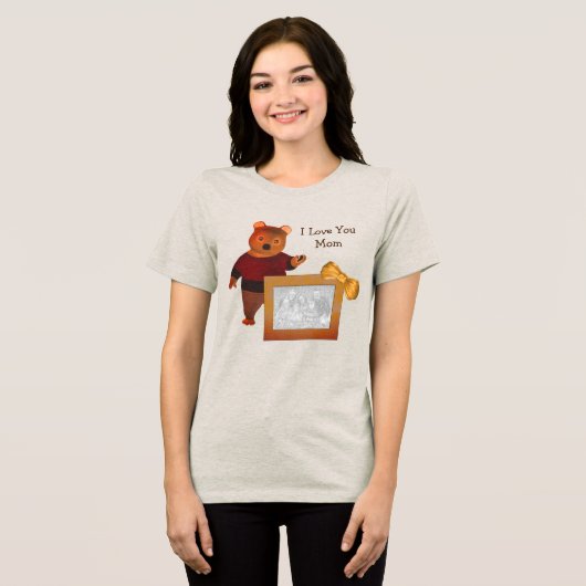 T-shirt En Tri-matière Amour Maman Photo personnalisée Cute Bear (Recto plein)