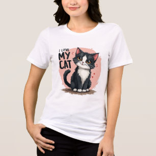 T-shirt En Tri-matière « Amour Purrfait » « J'aime mon chat » « Moustache