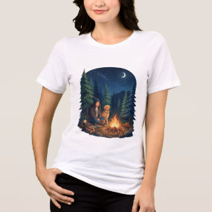 T-shirt En Tri-matière Amoureux du chien Retriever doré Camping Feu de ca