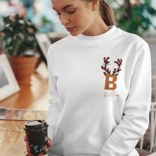 T-shirt En Tri-matière Amusant Monogramme Famille Noël Reindeer personnal