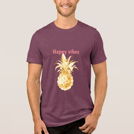 T-shirt En Tri-matière Ananas Tropical Gold Happy Vibes (Recto)