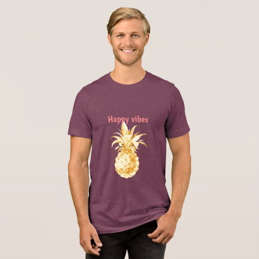 T-shirt En Tri-matière Ananas Tropical Gold Happy Vibes (Recto plein)