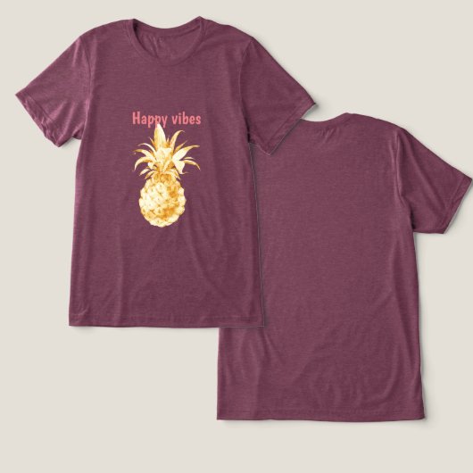T-shirt En Tri-matière Ananas Tropical Gold Happy Vibes (Design Recto & Verso)