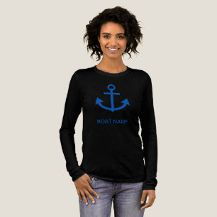 T-shirt En Tri-matière Ancre Bleu Personnalisé Votre Nom De Bateau