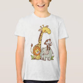 T-shirt En Tri-matière Animaux caricaturaux mignons - Giraffe, Lion & Sin (Recto)