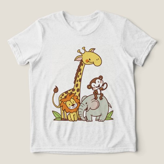 T-shirt En Tri-matière Animaux caricaturaux mignons - Giraffe, Lion & Sin (Design Recto)