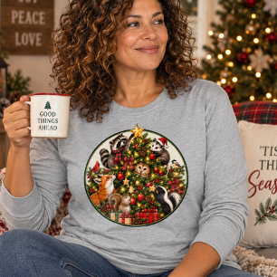 T-shirt En Tri-matière Animaux décorant l'arbre de Noël