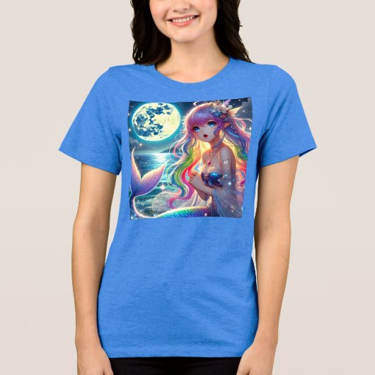 T-shirt En Tri-matière Anime Girl chanter Moonlight Pixie Rainbow Mermaid (Recto)
