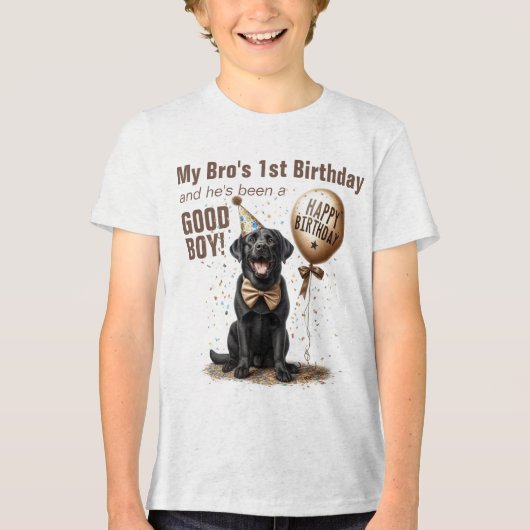 T-shirt En Tri-matière Anniversaire Frère ou Soeur Black Lab Custom (Recto)