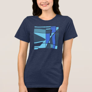 T-shirt En Tri-matière Aqua Slate Turquoise Royal Blue Formes géométrique