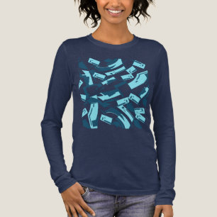 T-shirt En Tri-matière Aqua Turquoise Bleu Diagonal Pièces éparpillées