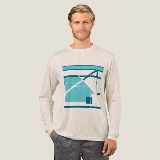 T-shirt En Tri-matière Aqua Turquoise bleu géométrique Abstrait MCM Look (Recto complet)