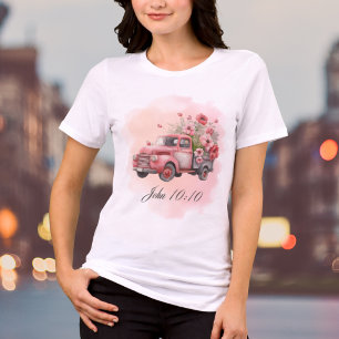 T-shirt En Tri-matière Aquarelle Camion Floral Rose Vintage Verset Bibliq